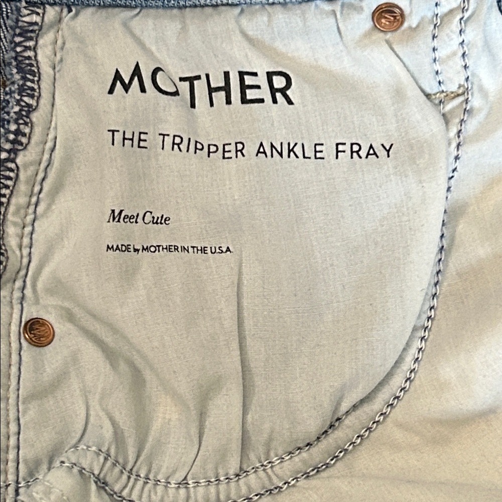 MOTHER The Tripper Ankle Fray Blue Stretch Denim Straight Leg Jeans - Picture 11 of 13